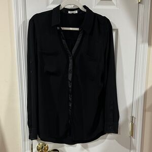 Express Elegant Black Button-Down Blouse